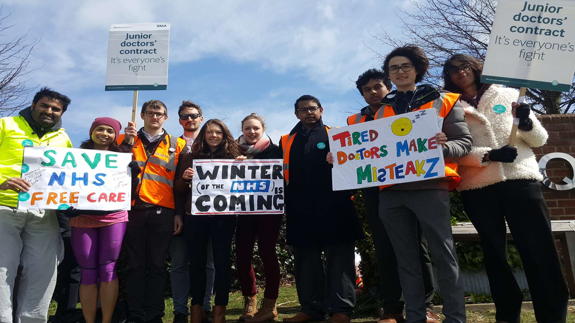 More than 30 junior doctors are protesting outside Margate's QEQM hospital today