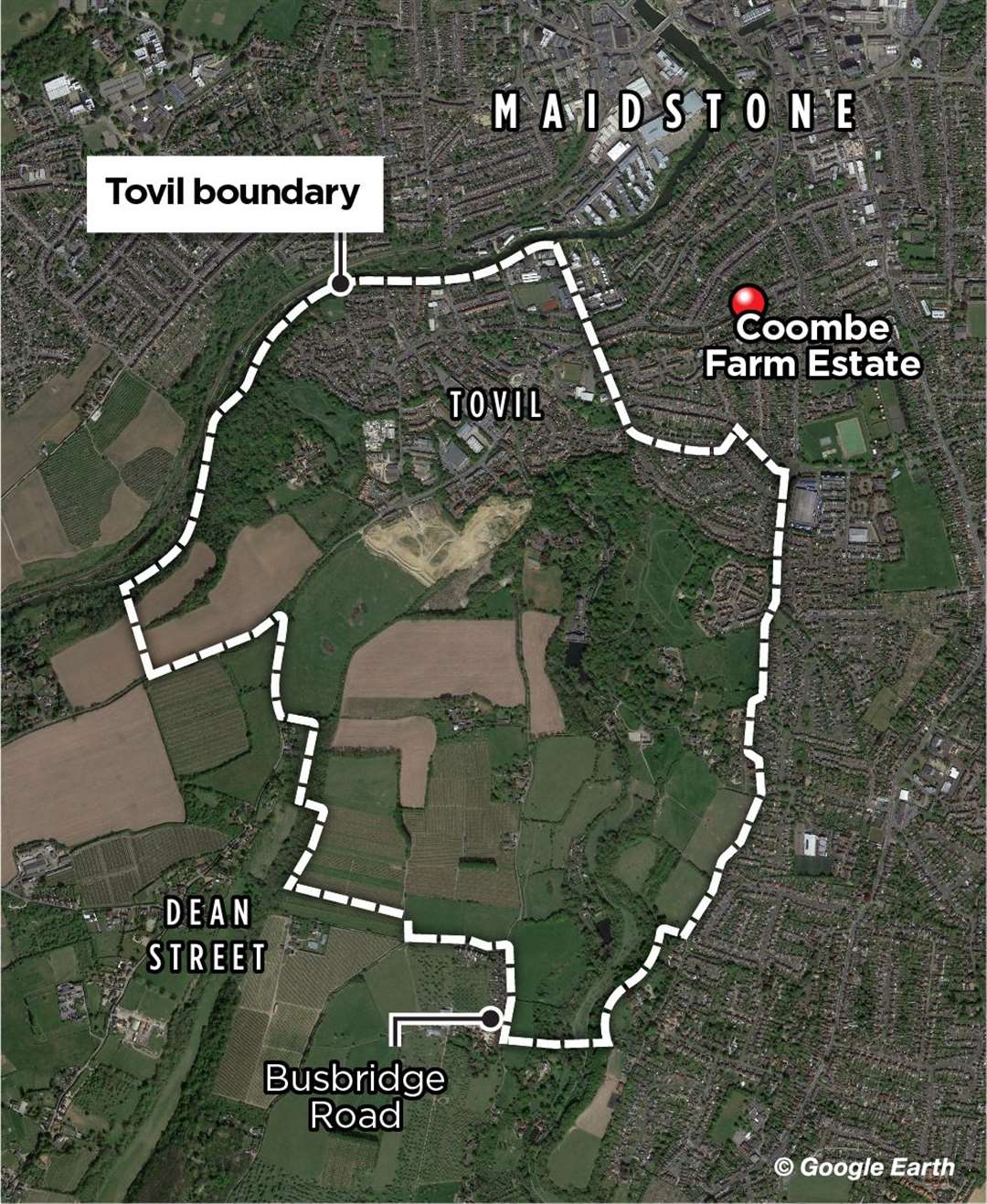 The current boundary of Tovil