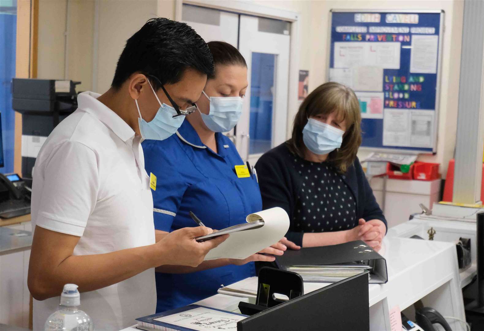 Alison Broom with staff at Maidstone Hospital