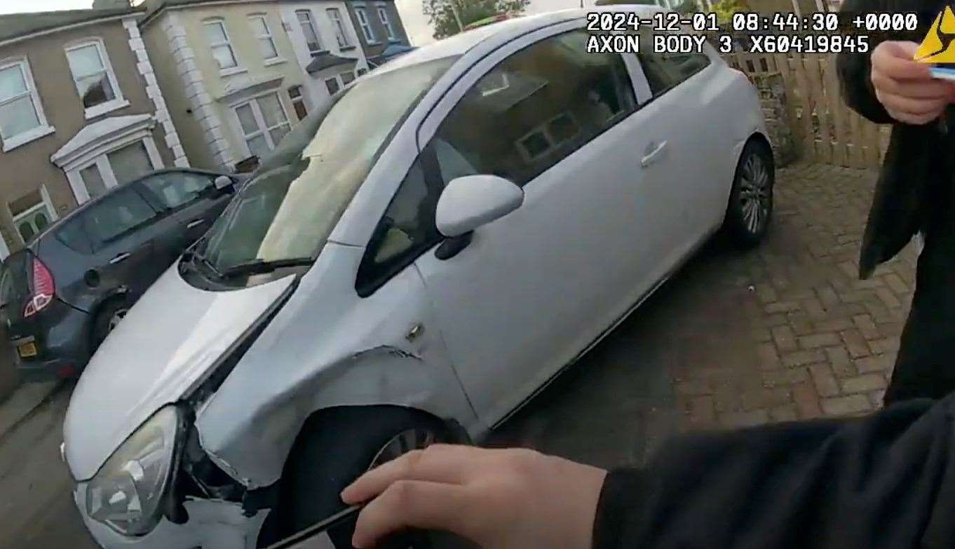 A parked car was hit in Broadstairs and a 19-year-old was arrested. Picture: Kent Police