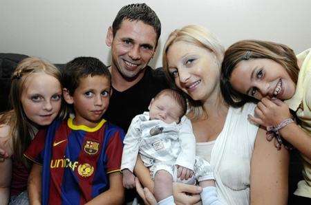 Steve and Carine McCarthy of Fitzgerald Avenue , Herne Bay with baby Mason and half-sister Danielle Barlow, Connor McCarthy and Kiera McCarthy