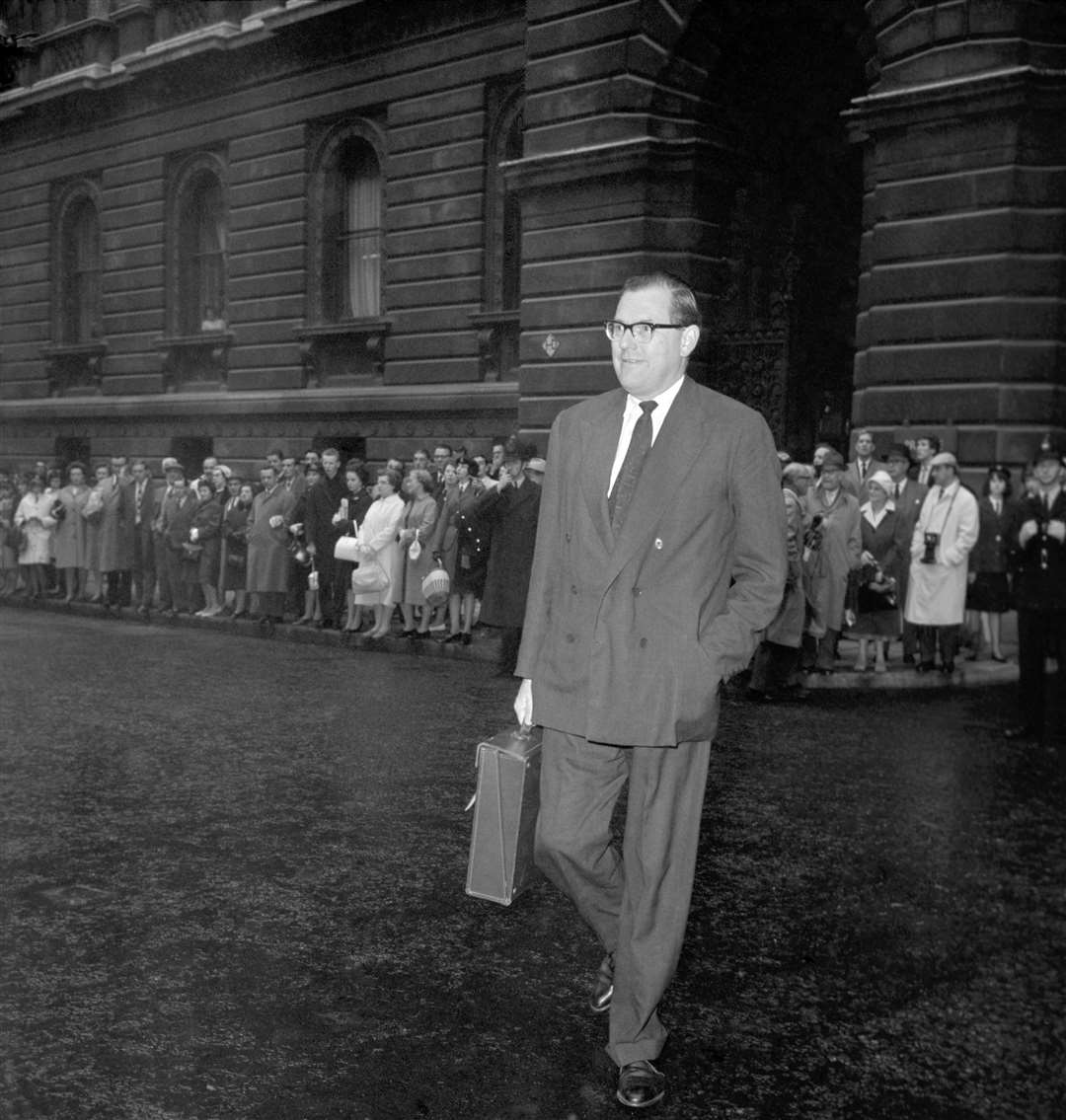 Reginald Maulding, Chancellor of the Exchequer, arrives at No 10 Downing Street. Picture PA