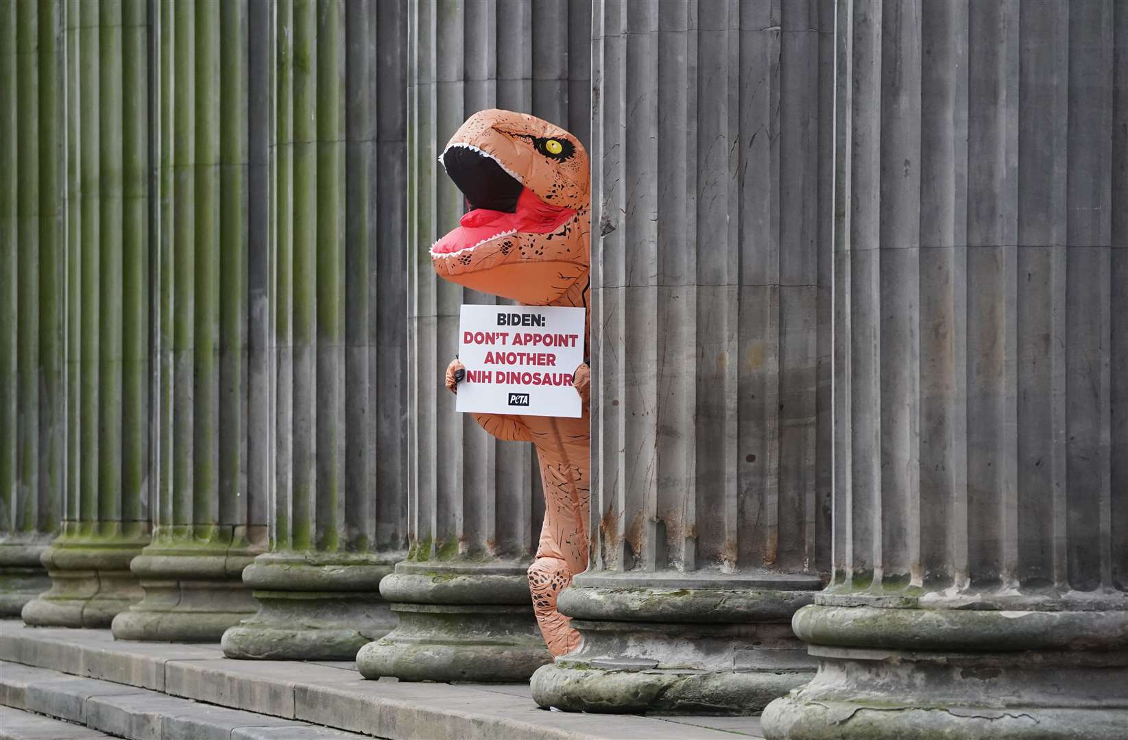 A protester outside the Gallery of Modern Art in Glasgow (Owen Humphreys/PA)