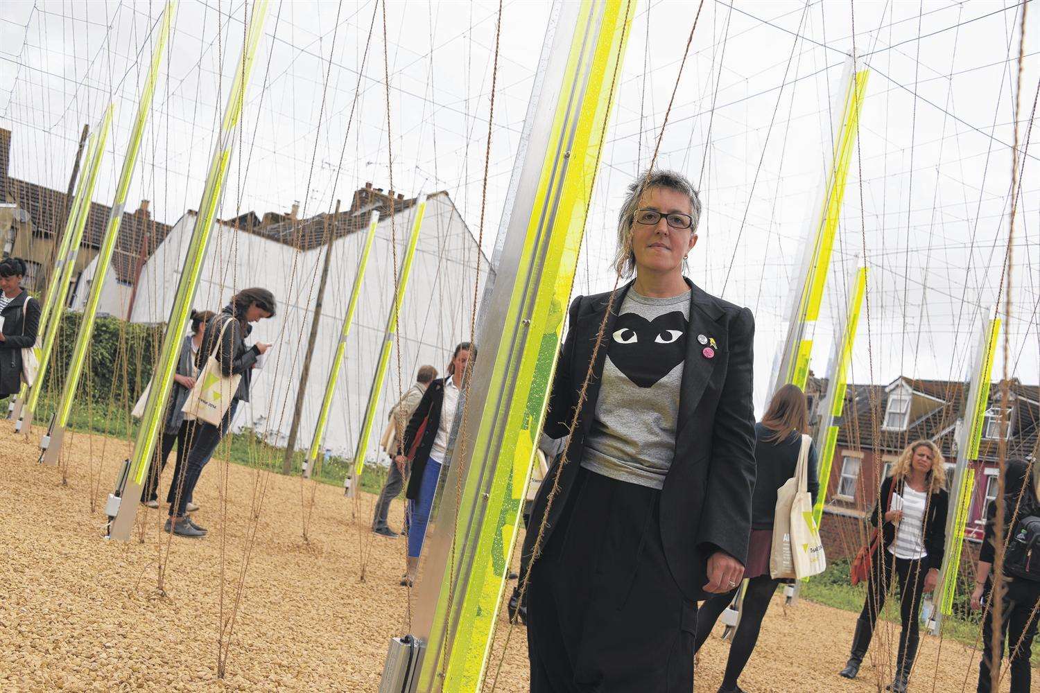 Folkestone-born artist Jyll Bradley with her artwork for the town's Triennial