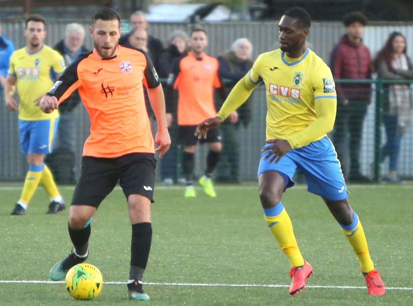 Craig Stone on the ball for Tonbridge against Haringey. Picture: David Couldridge