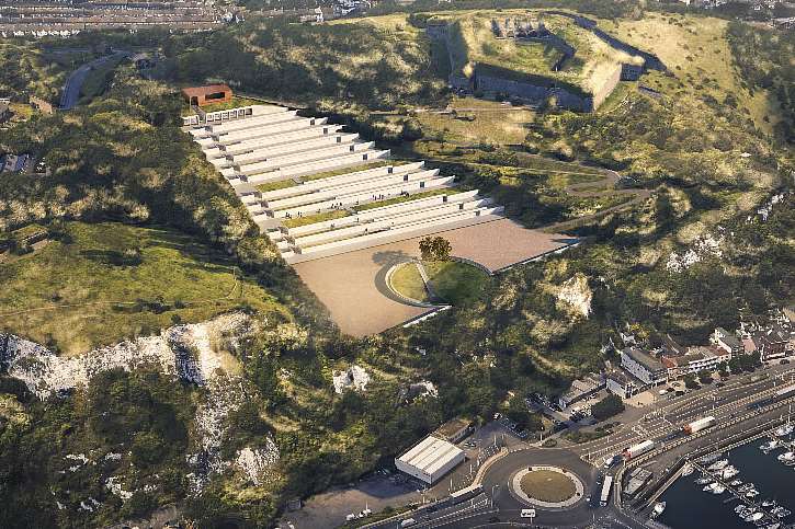 An image of the planned war memorial. Picture provided by Dover District Council, original aerial photography by webbaviation.co.uk