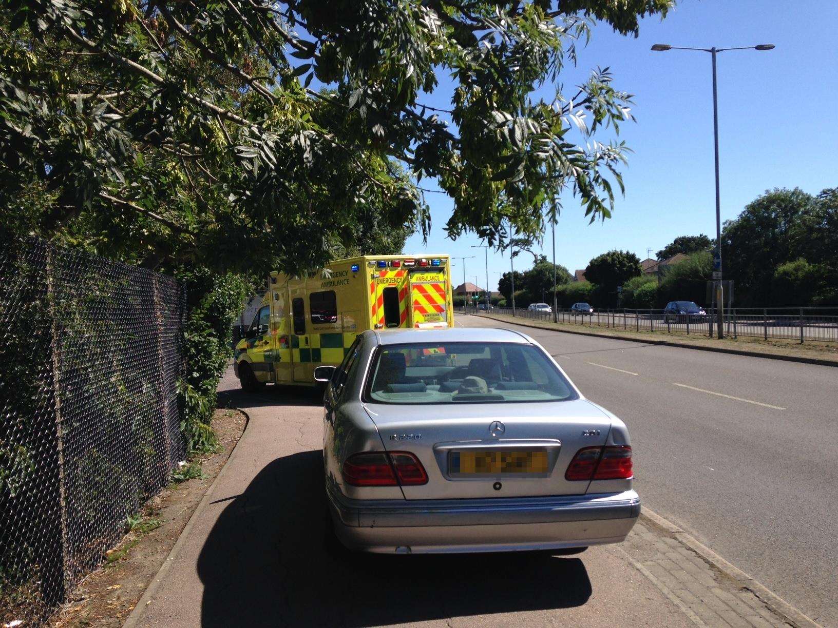 A car was involved in a collision with several lorries at the Whitfield roundabout (3454594)