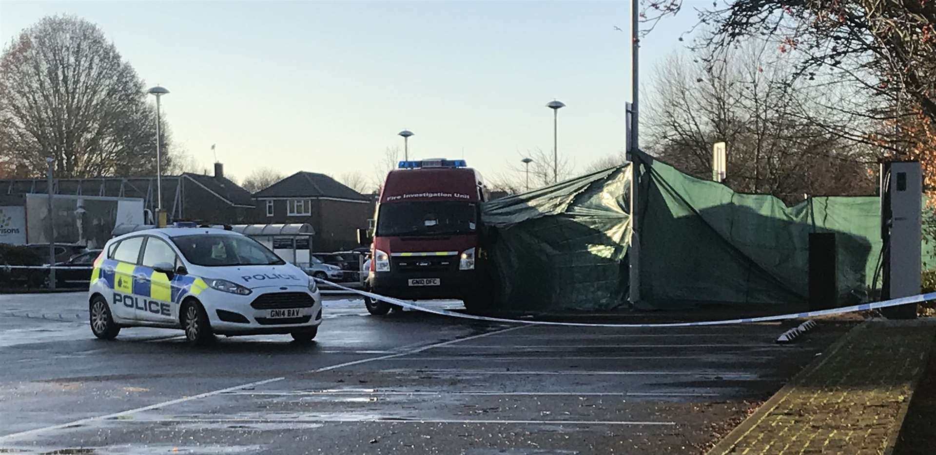 Emergency services attended after Mr Morement set his car alight, in a Morrisons car park