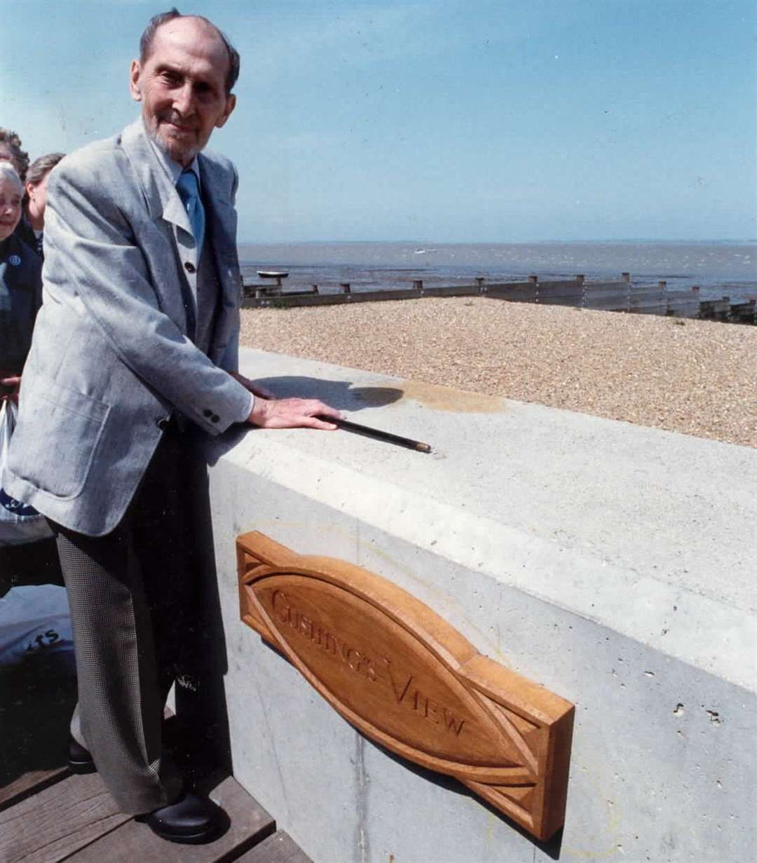 Peter Cushing at Cushing's View, Whitstable, on June 23, 1992. The town's Wetherspoon pub is named after the legendary hammer horror actor