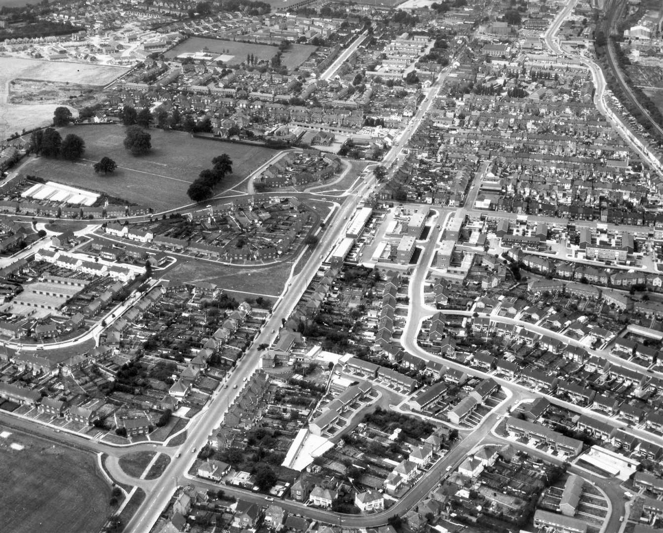 Looking down on the town in 1973