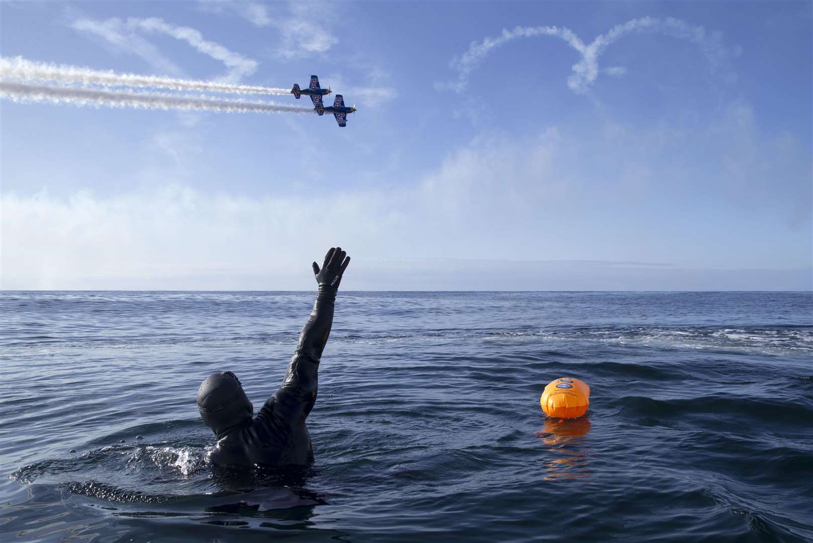 Ross Edgely celebrating 100 days at sea. Picture: Jeff Holmes/ Red Bull Content Pool