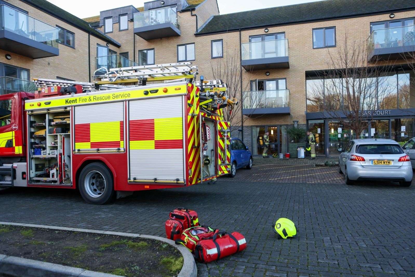 The scene at the building this morning. Photo: UKNIP