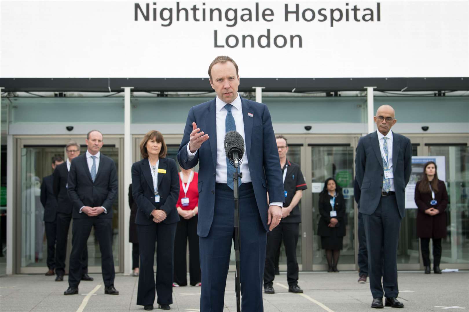 Health Secretary, Matt Hancock at the opening of the NHS Nightingale Hospital at the ExCeL in London (Stefan Rousseau/PA)