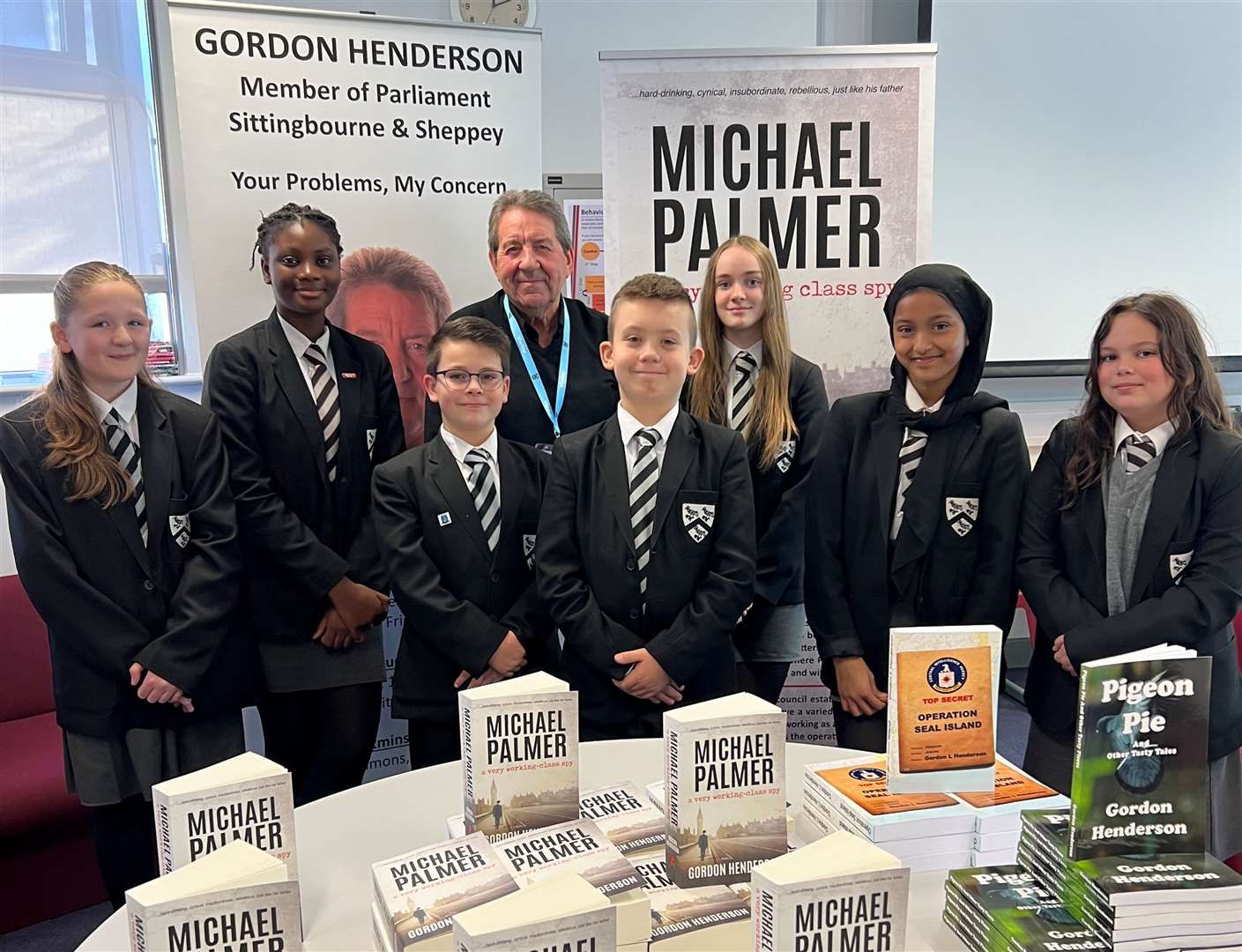 Fulston Manor School pupils from the left: Navaeh Cork, Ella Genfi, Aiden Leatham, Patryk Grzelak, Kathryn Herbert, Tahdia Tabassum, Tulisia-Shelby Rydqvist.