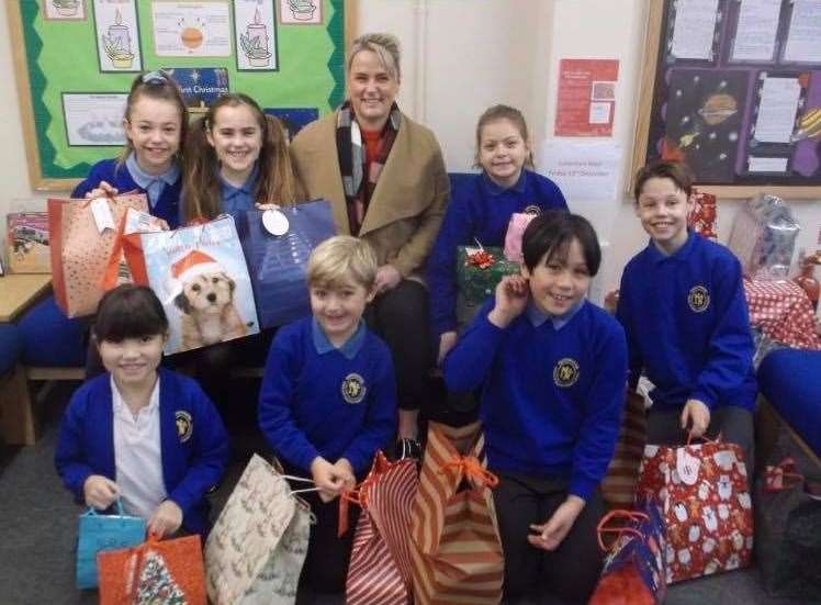 Children from Northbourne Primary brought in their own boxes