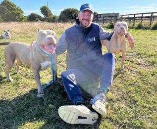 Lee Sansum, 38, with his XL Bullies. Picture: Lee Sansum