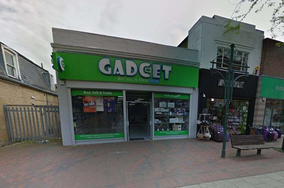 Police carried out a search warrant at the Gadcet shop in Chatham High Street last year where they say they seized a number of crypto ATMs. Photo: Google