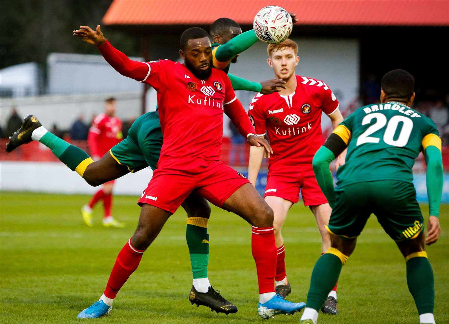 Fleet striker Gozie Ugwu is fouled against Notts County. Picture: Matthew Walker FM21266248