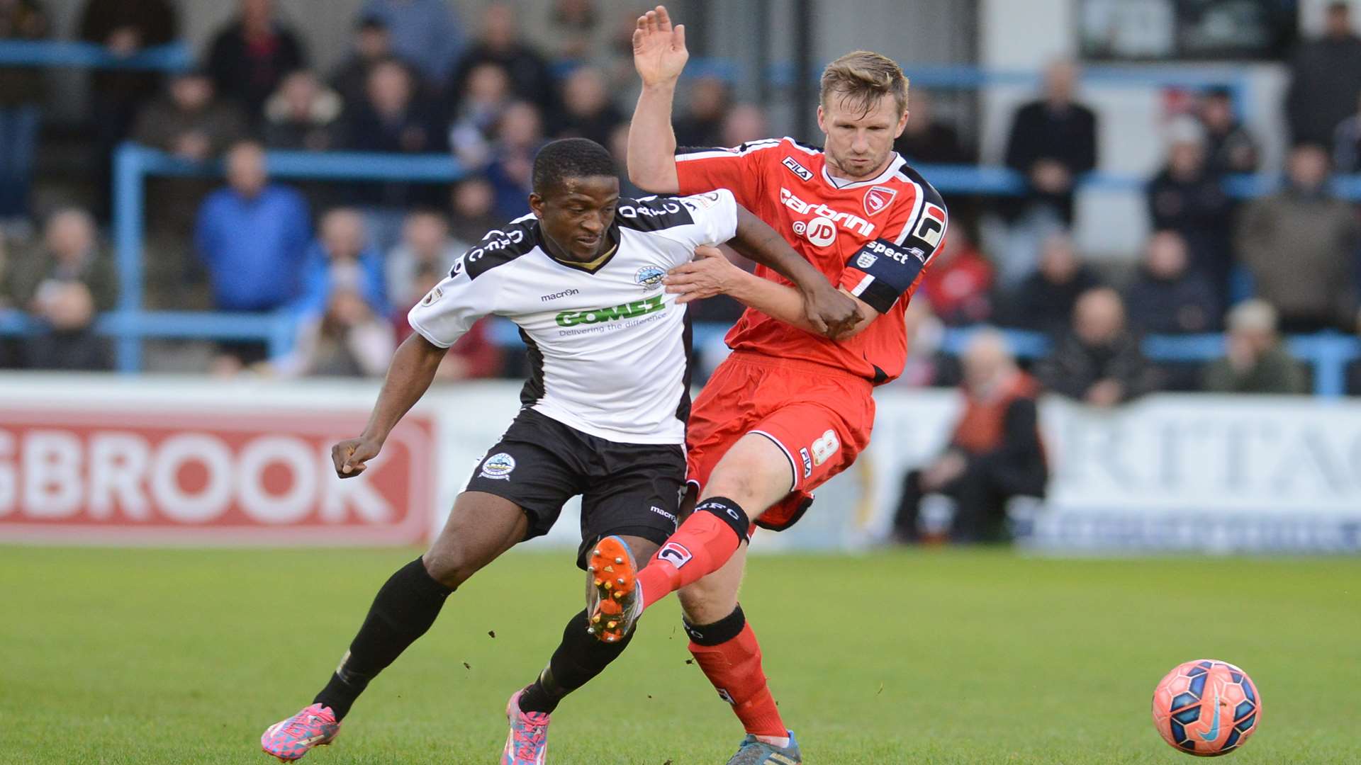 Glory days - Dover's Solomon Taiwo in action against Morecambe. November 2014.