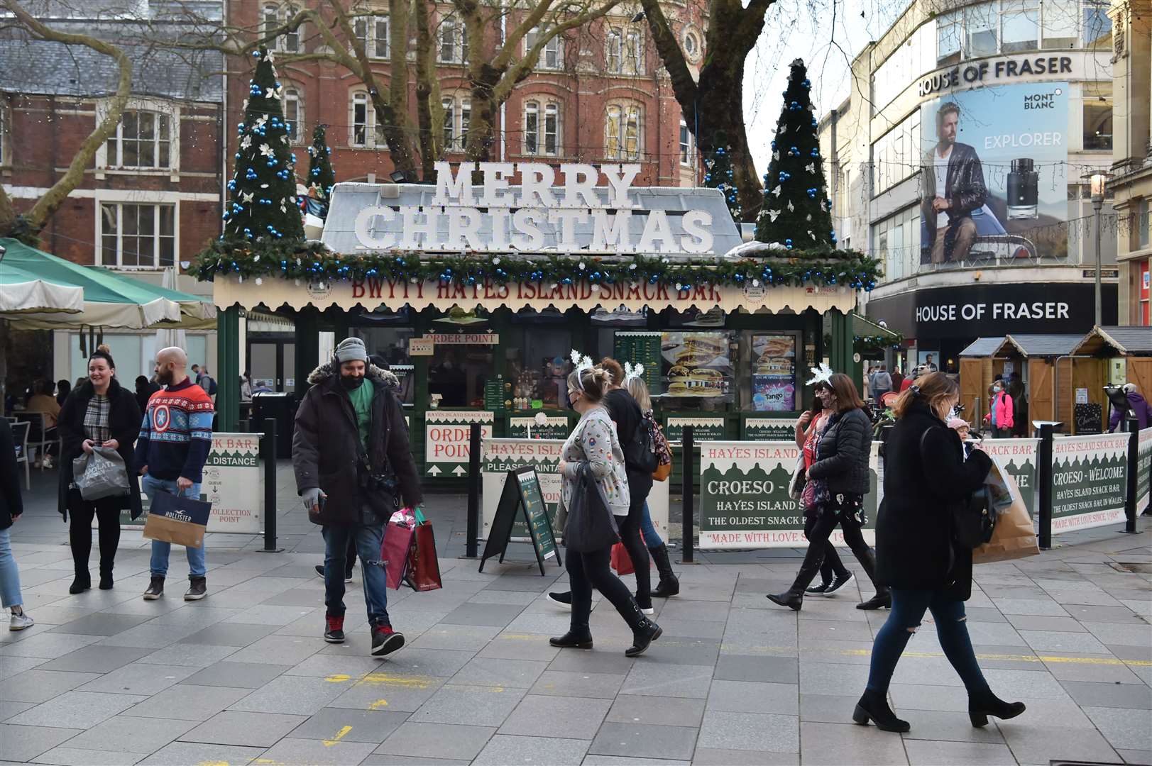 People shopping in Cardiff city centre (Ben Birchall/PA)