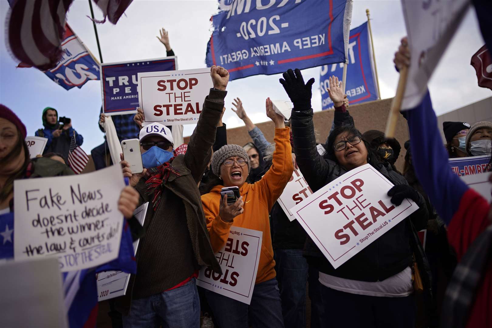 Supporters of President Donald Trump protest over the election in Las Vegas (John Locher/AP)