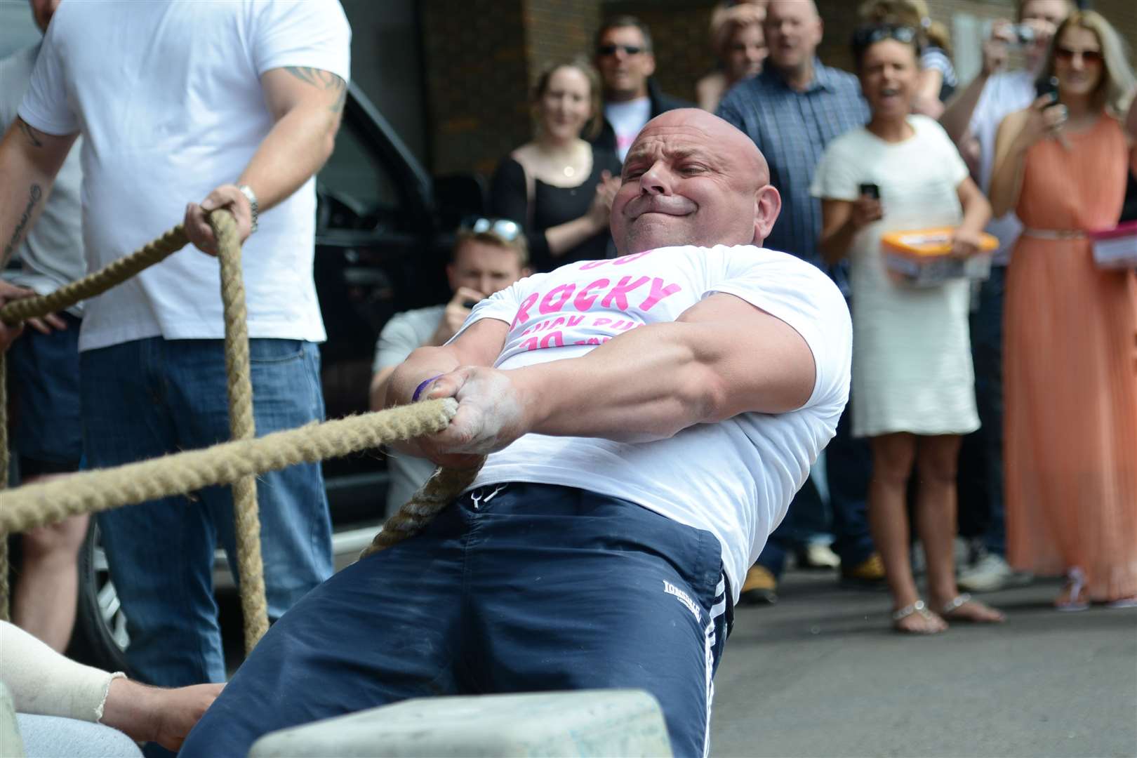 Rocky Troiani in action..Charity Truck Pull at Evolution Fitness..Picture: Gary Browne FM3829568. (11644092)
