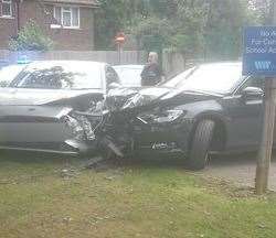 A car crashed into another vehicle at Maplesden Noakes School, in Maidstone