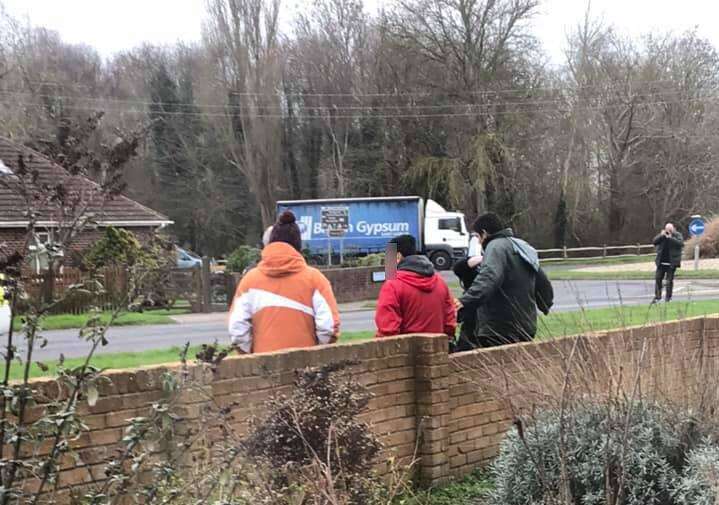 Police and border force seen in Lydd on Monday afternoon. Credit: Kimberly Addy