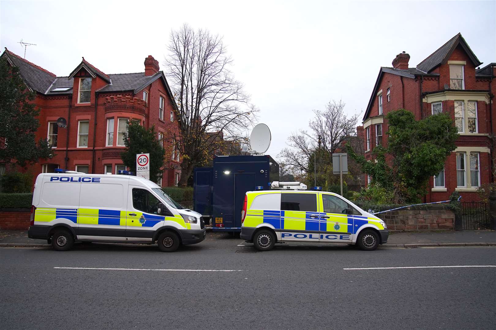 Searches were under way at Rutland Avenue in Sefton Park on Monday (Peter Byrne/PA)