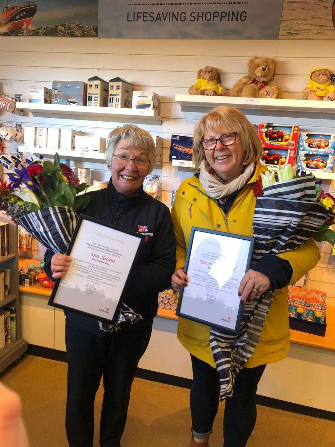 Dawn Whitbread and Ann Austin were presented with the RNLI’s Excellence in Volunteering Awards