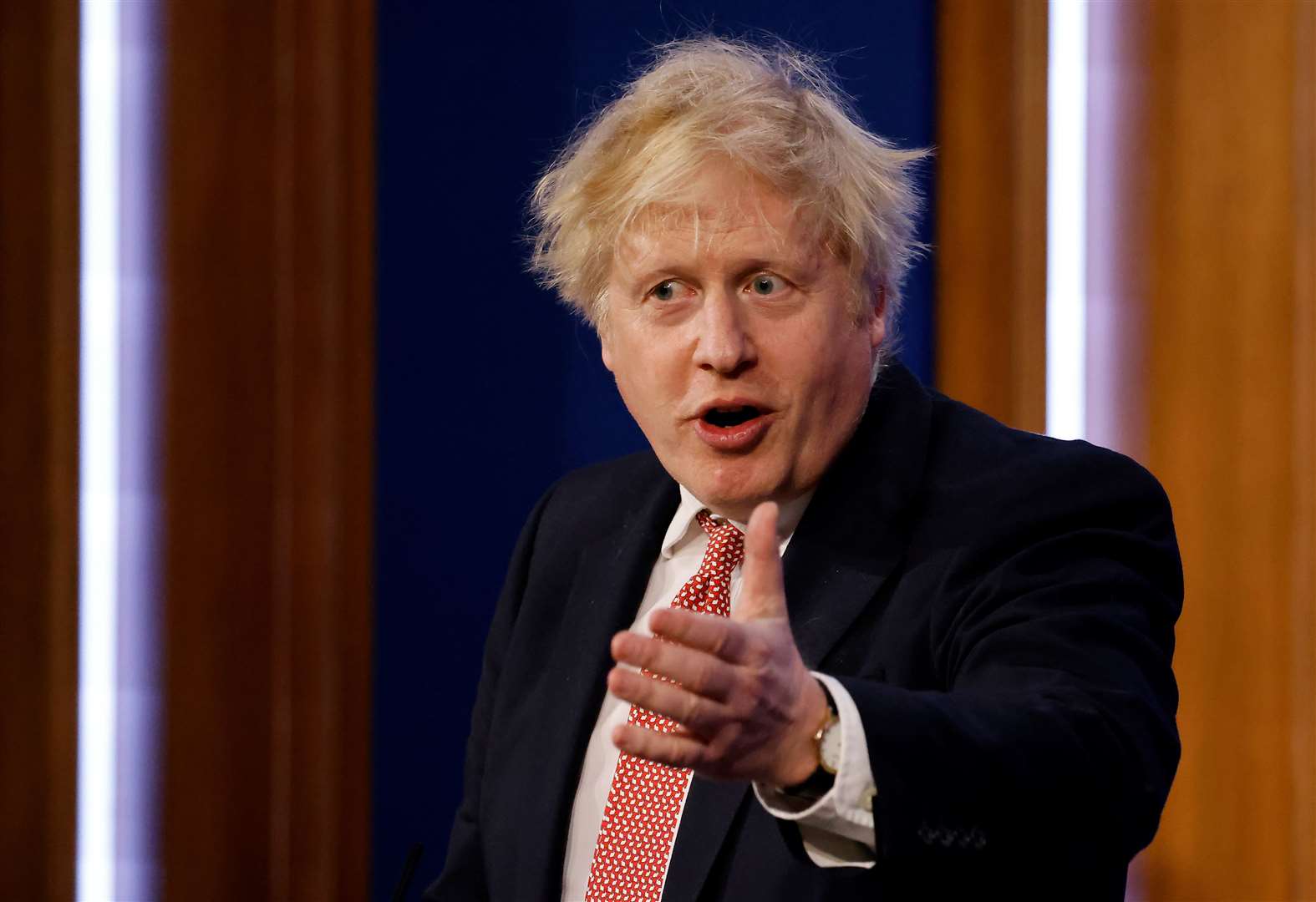 Prime Minister Boris Johnson during a media briefing in Downing Street (Tolga Akmen/PA)