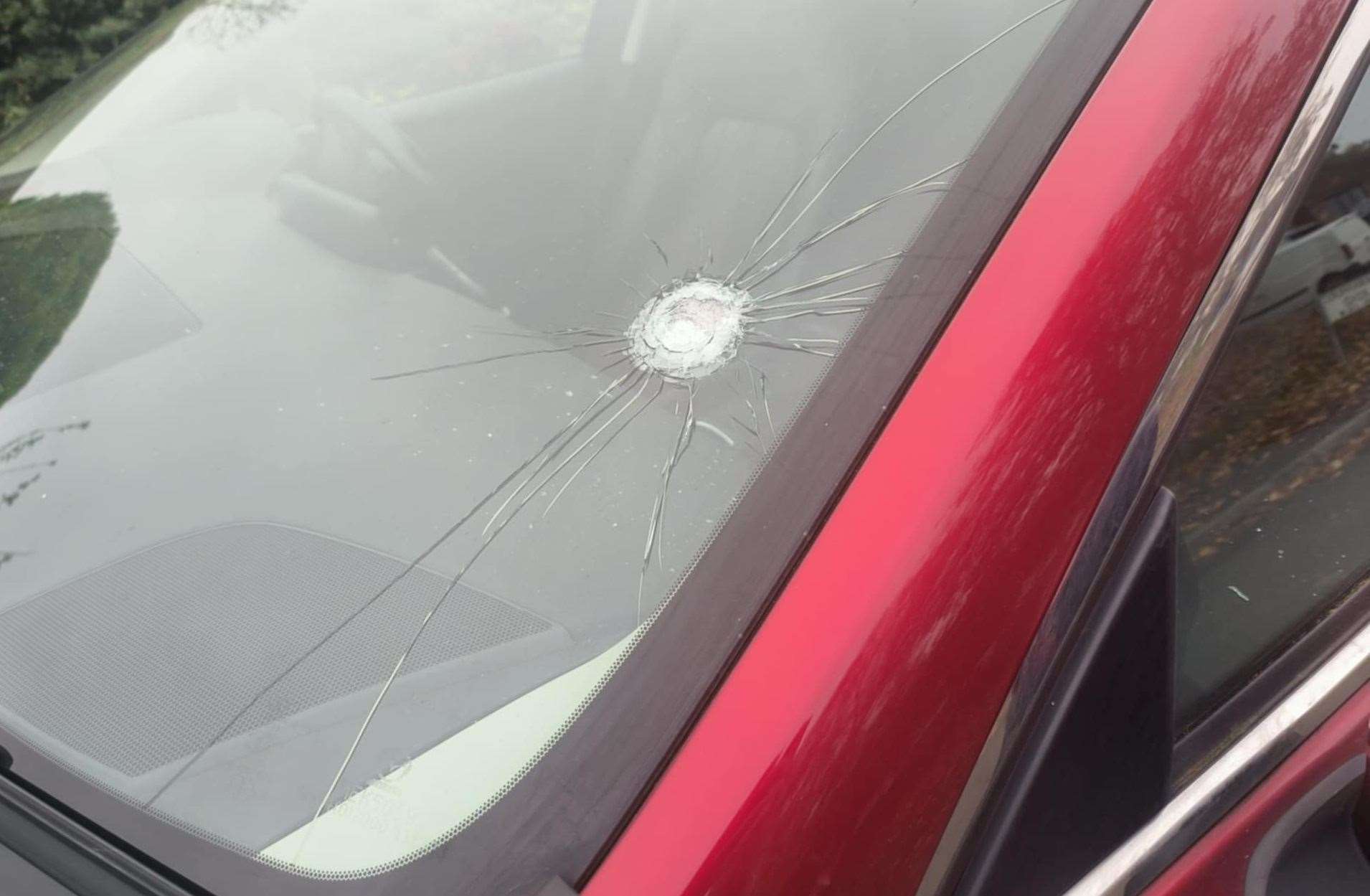 Driver Ben Lindley is having to pay £950 to get his windscreen replaced after being hit on the M20. Picture: Ben Lindley