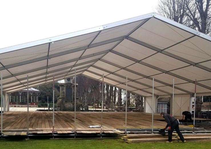 The unfinished ice rink in the Dane John Gardens in 2017 (10296554)