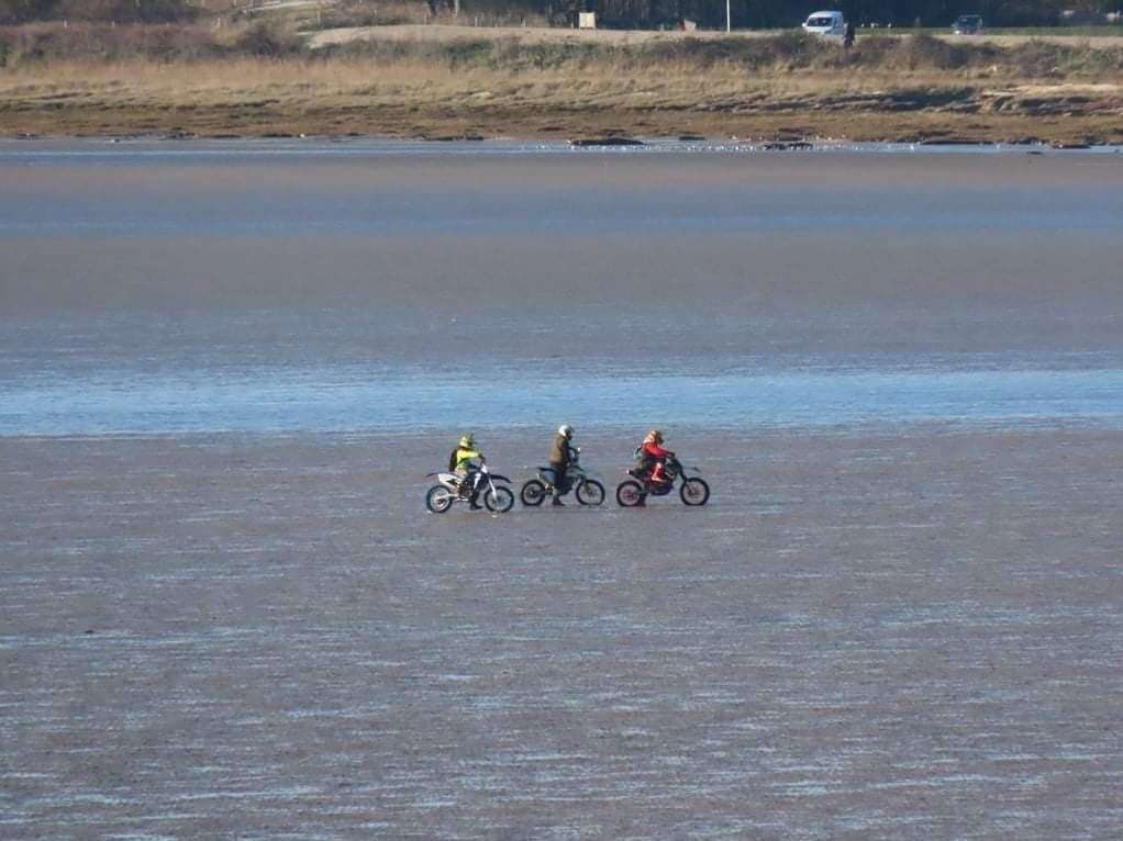 Bikers ignoring the restrictions at Pegwell Bay. Picture: Nik Mitchell