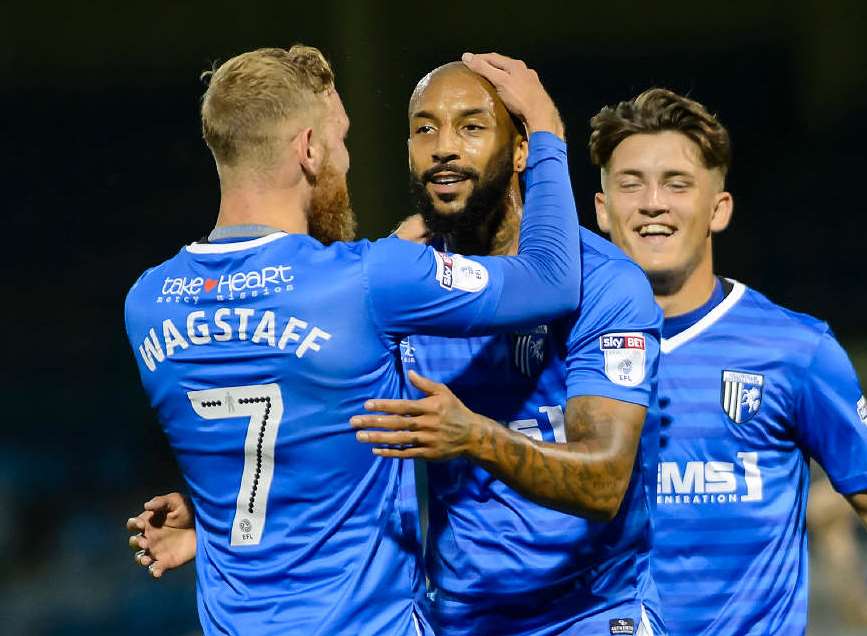 Gillingham celebrate Josh Parker's opener Picture: Andy Payton