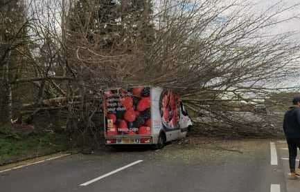 A tree fell on top of a Tesco van on Bluebell Hill near Maidstone. Picture: Jon Middleditch