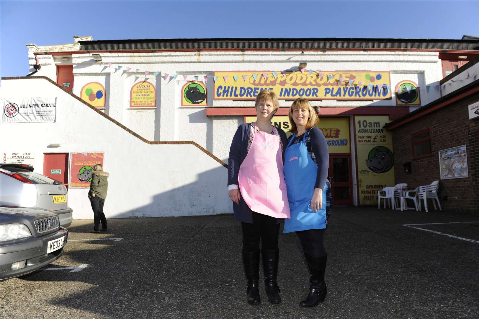 Teresa Hertzer and Fiona Rennie standing outside the Hippodrome