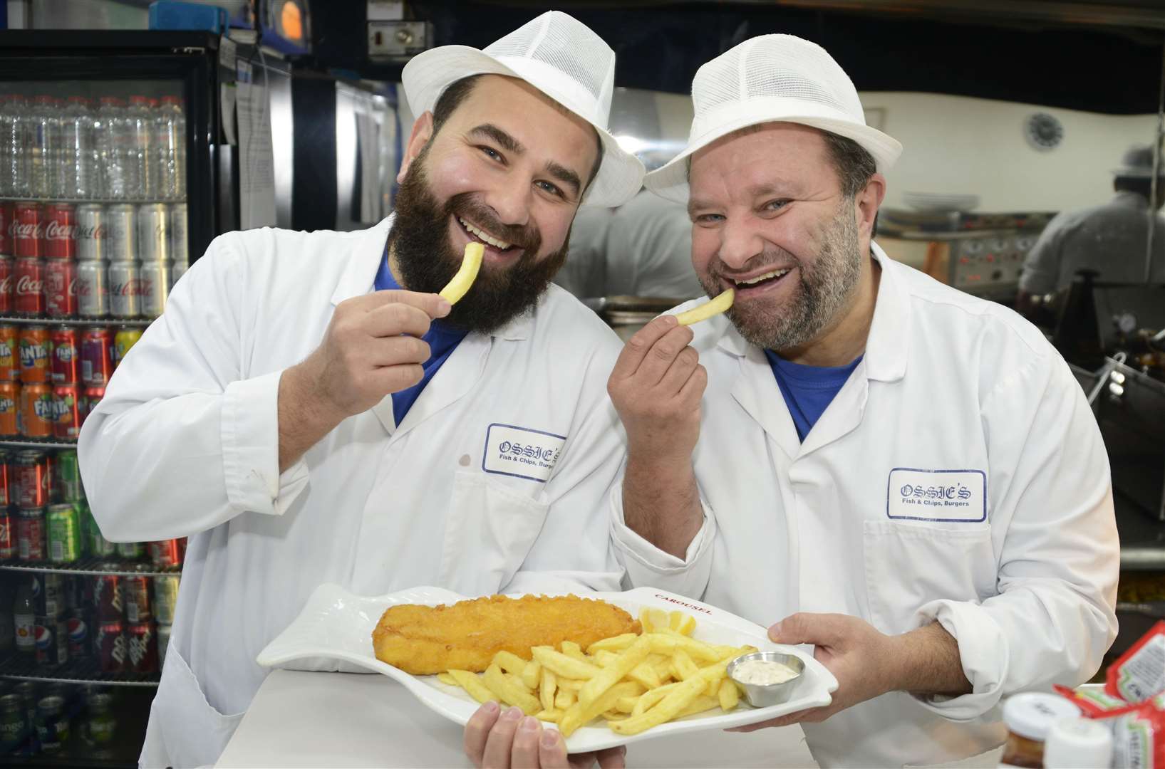 Ossie Altun, right, who runs Ossie’s Fish Bar in Faversham