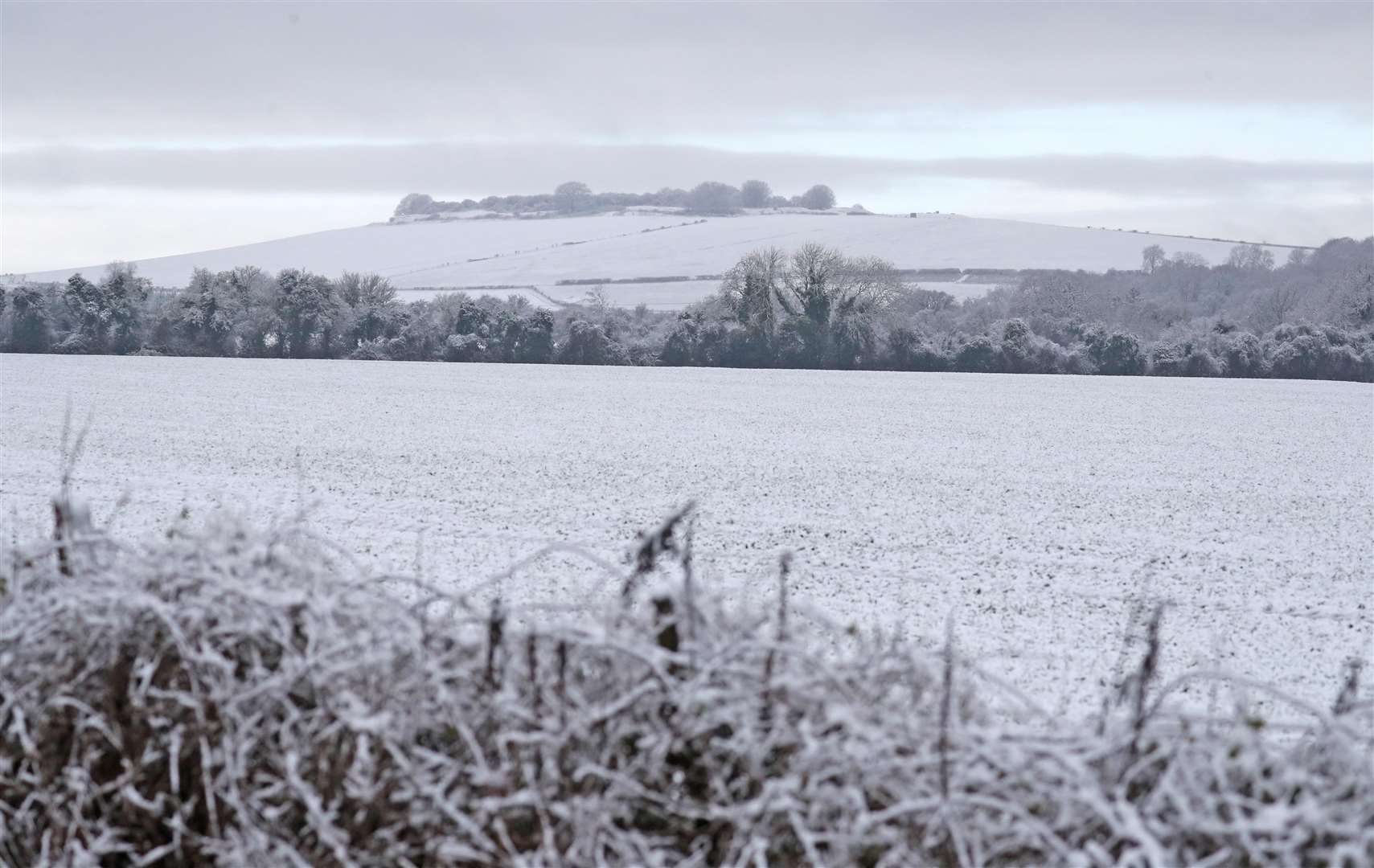 Snow-covered fields in Grateley, Hampshire (Andrew Matthews/PA)