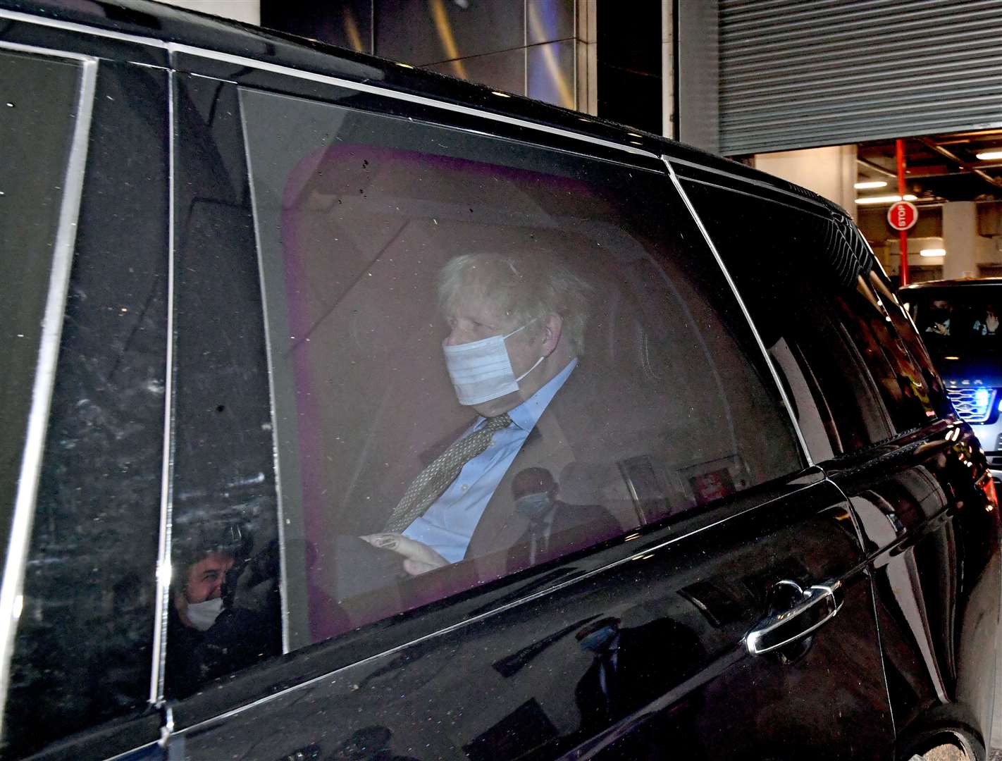 Prime Minister Boris Johnson leaves BBC New Broadcasting House in central London (Stefan Rousseau/PA)