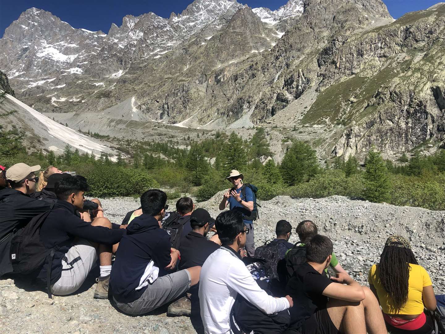 The Headmaster with pupils during a trip to the French Alps. (22296287)