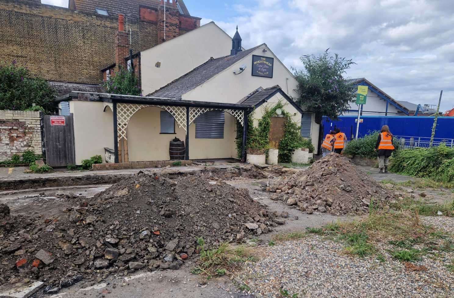 The archaeological dig in the former car park of the Wheatsheaf pub in East Street, Sittingbourne