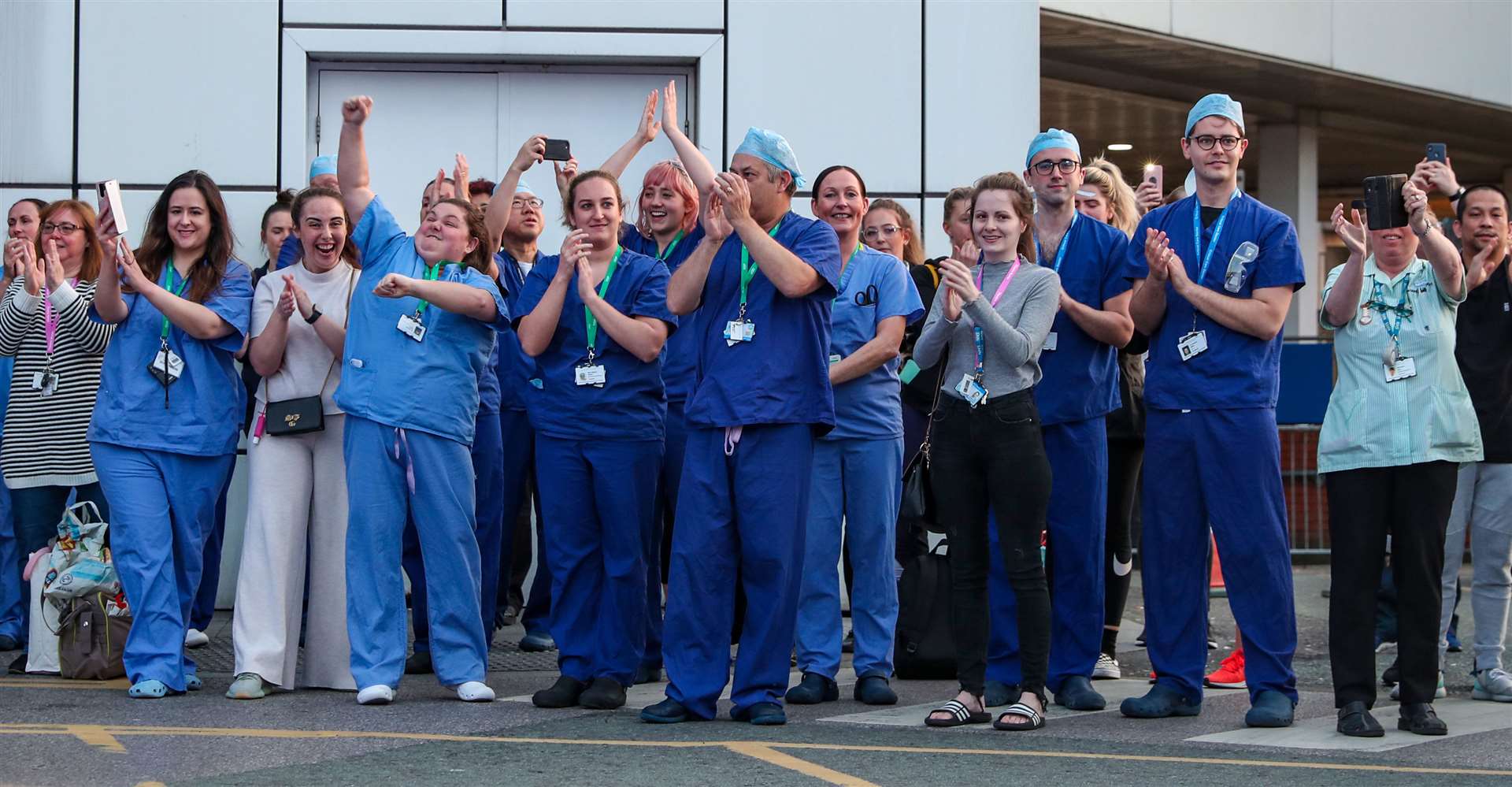 NHS workers at Royal Liverpool University Hospital (Peter Byrne/PA)