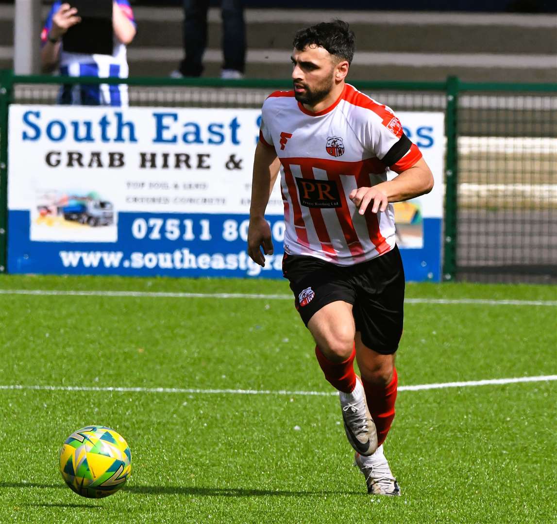 James Bessey-Saldanha - the midfielder, who left Sheppey to rejoin Margate this summer, could be back at his old stomping ground this weekend. Picture: Marc Richards