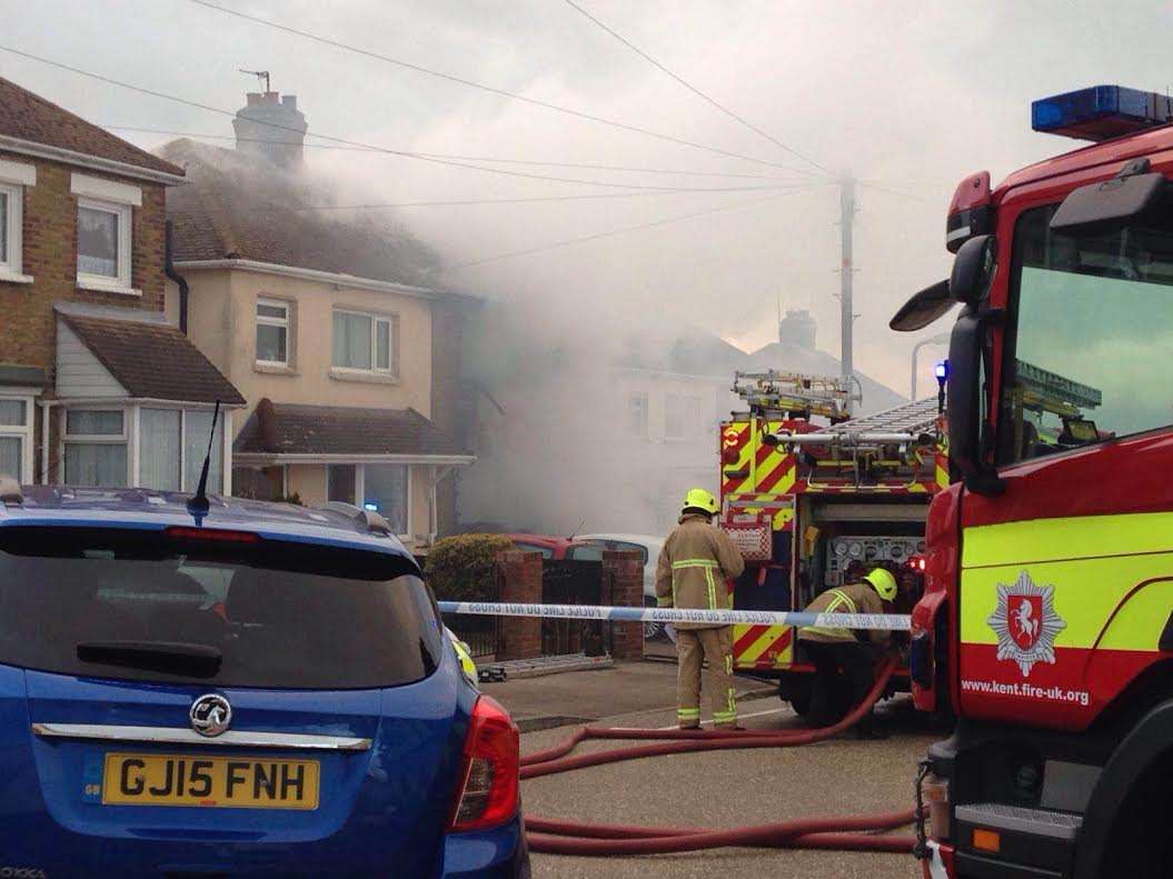 Smoke can be seen in neighbouring roads