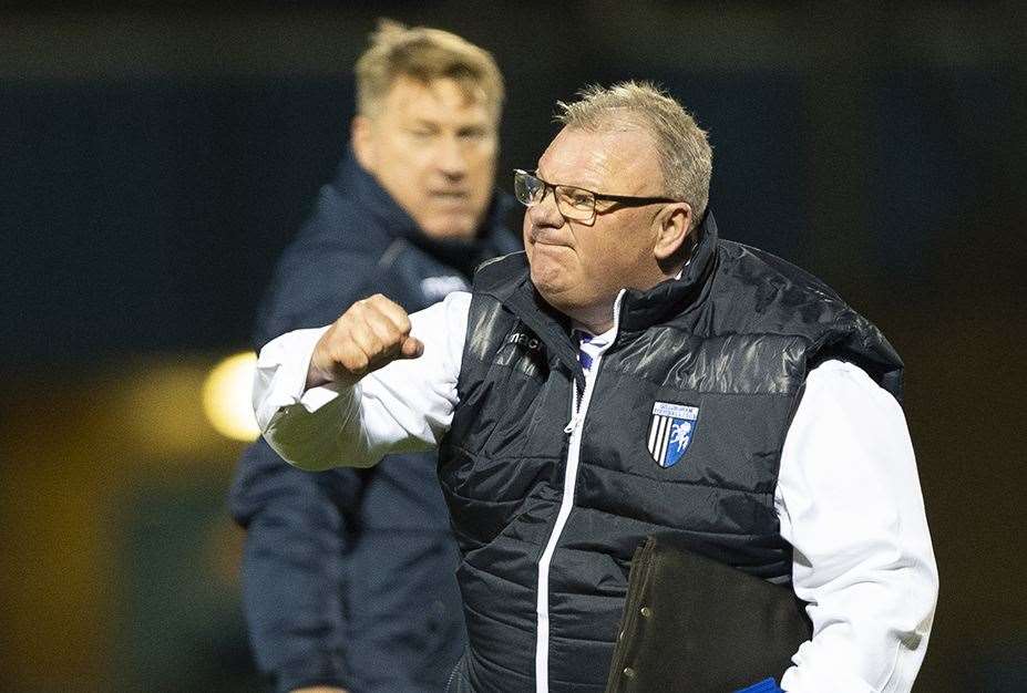 Manager Steve Evans celebrates victory over Sunderland Picture: Ady Kerry (23647435)