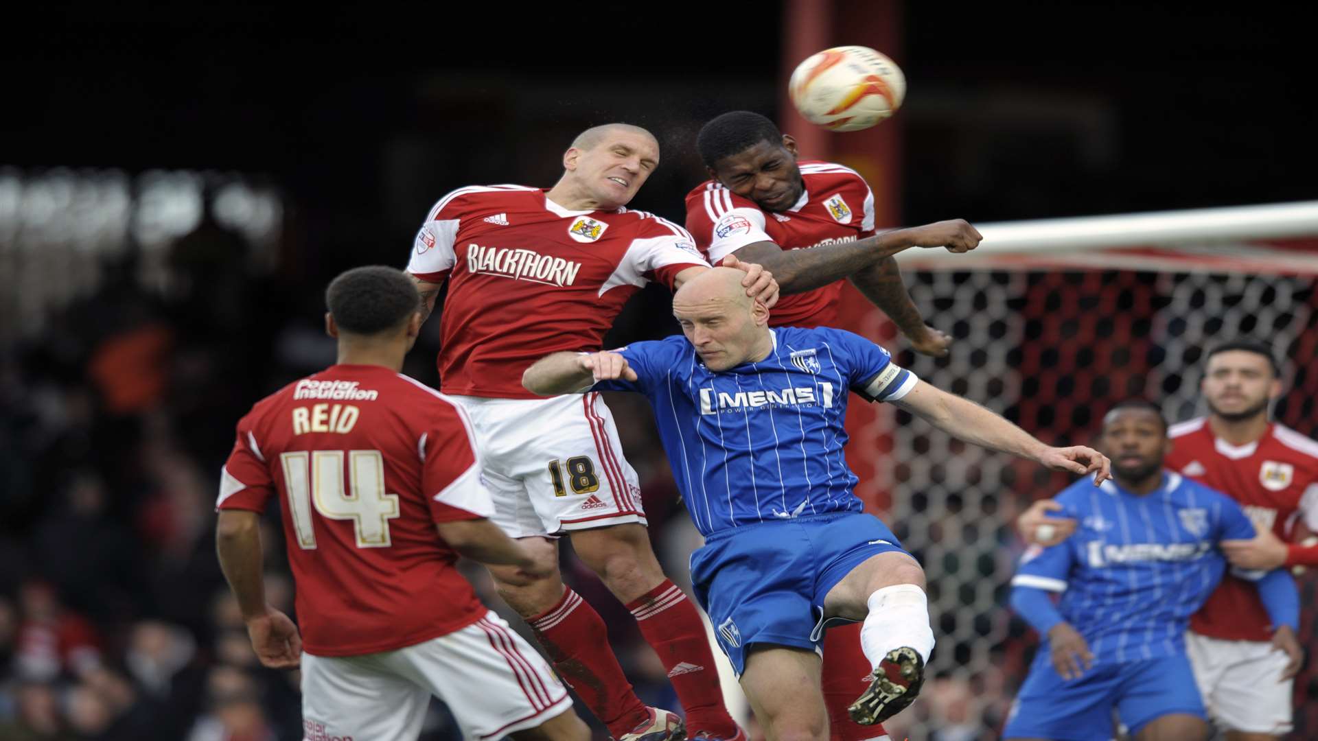 Adam El-Abd up against the Gills in March 2014 Picture: Barry Goodwin