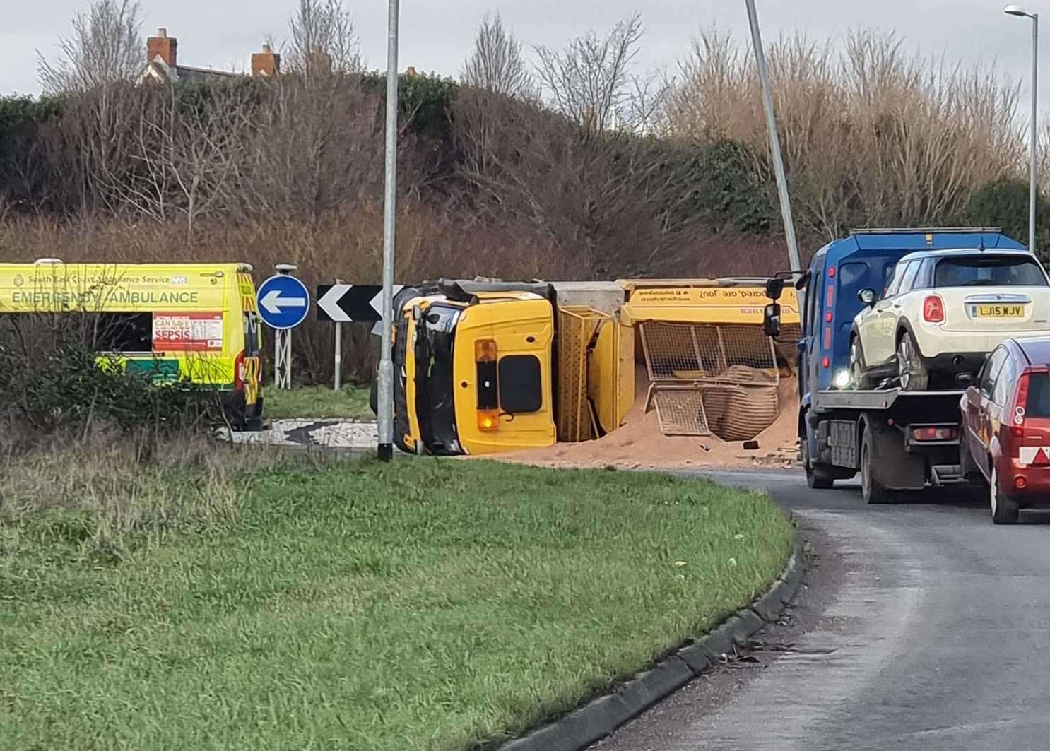 The salt from the truck covered the road. Picture: Andrew Davis