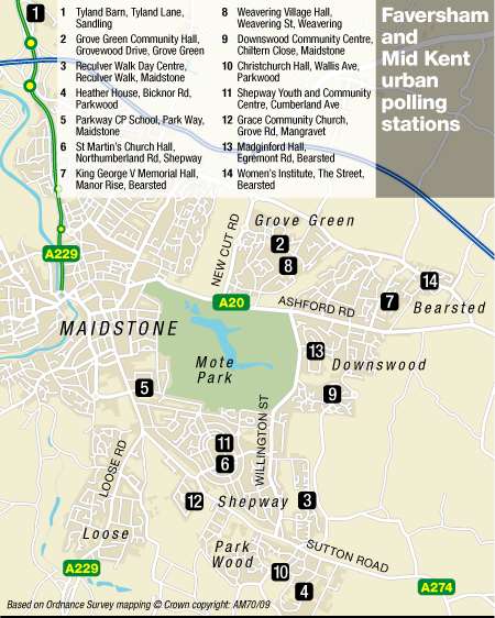 Polling stations in Faversham and Mid Kent