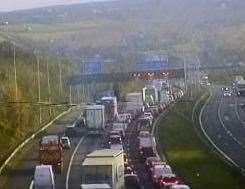 Traffic is building after the incident near the Medway Bridge on the M2 between Rochester and Chatham. Picture: Highways England